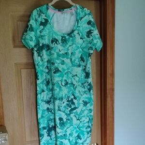 ISAAC MIZRAHI U NECKLINE SHORT SLEEVE COTTON MODAL DRESS MEDIUM